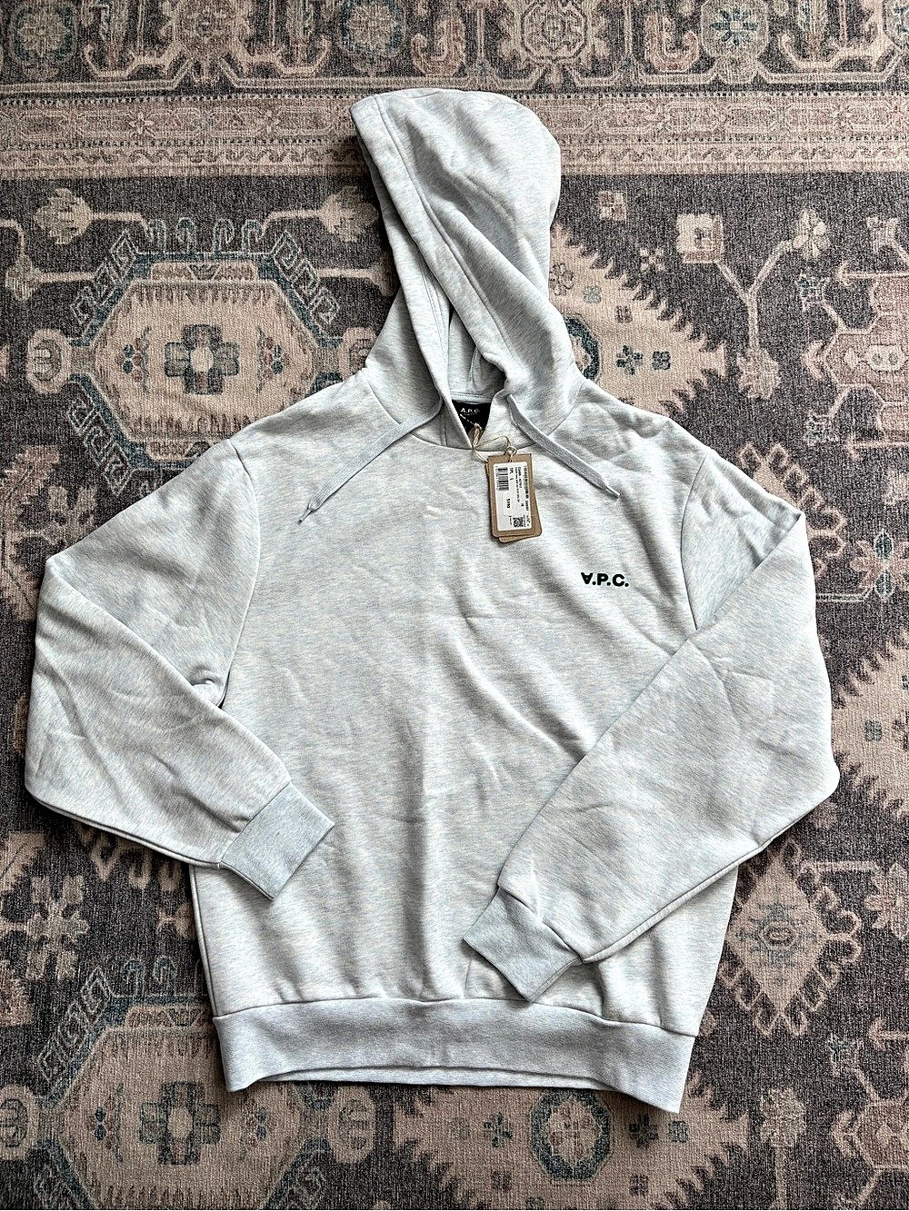 A.P.C. Boxy Fit VPC Hoodie Gray Size Large